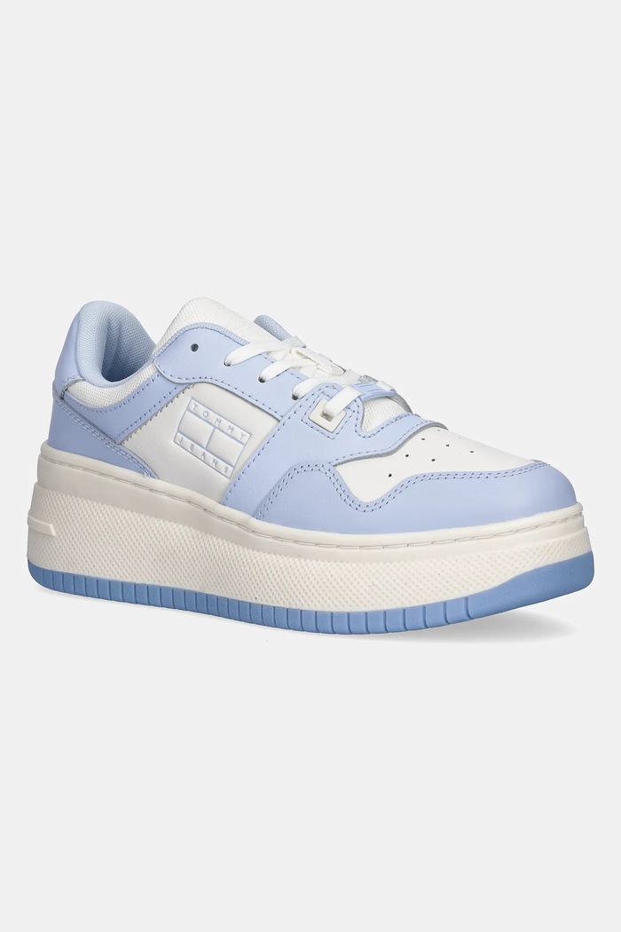 Tenisice Tommy Jeans TJW RETRO BASKET FLATFORM ESS tekstil plava EN0EN02506