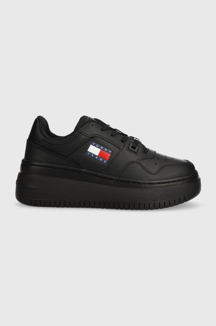 Tommy Jeans sneakersy TJW RETRO BASKET FLATFORM ESS tekstylny czarny EN0EN02506