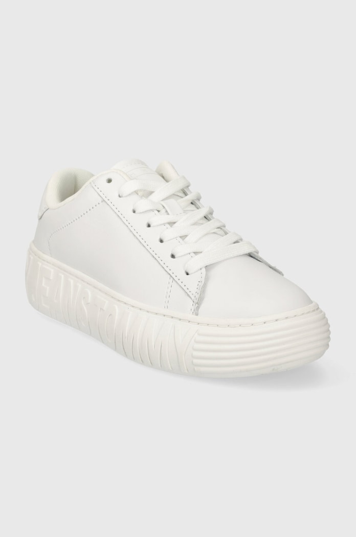 Kožené tenisky Tommy Jeans TJW LEATHER CUPSOLE ESS EN0EN02507 biela SS24