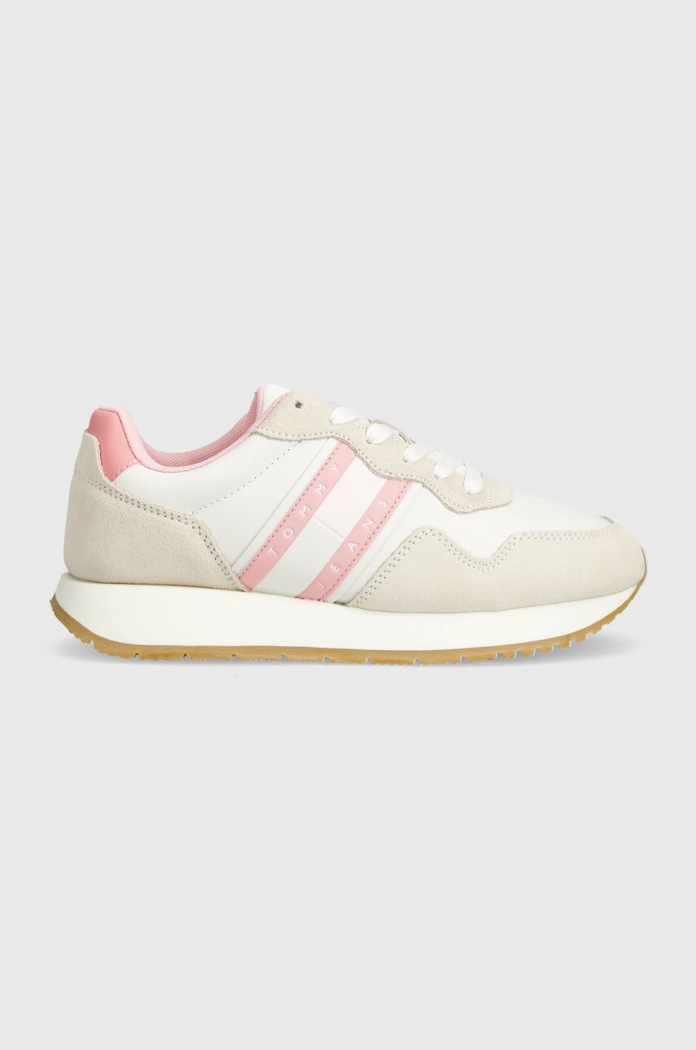 Sneakers Tommy Jeans TJW EVA RUNNER MAT MIX ESS απομίμηση λείου δέρματος μπεζ EN0EN02510