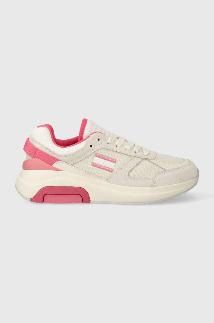 Tommy Jeans sportcipő TJW RUNNER COMBINED velúr bőr bézs EN0EN02512