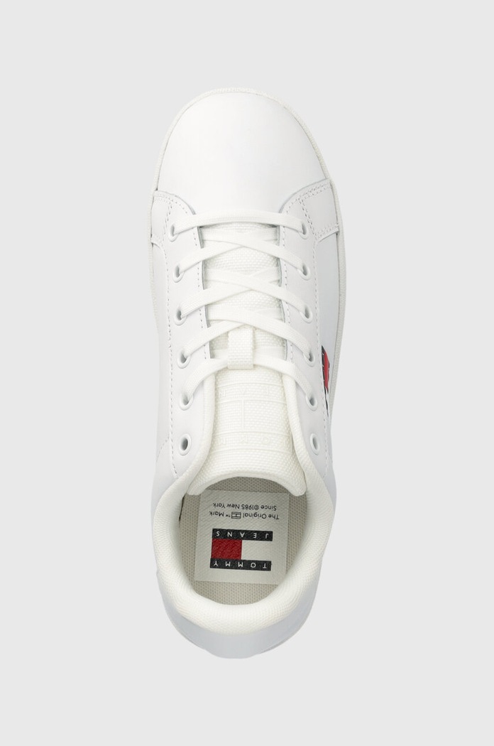 Kožené sneakers boty Tommy Jeans TJW FLATFORM ESS bílá EN0EN02518