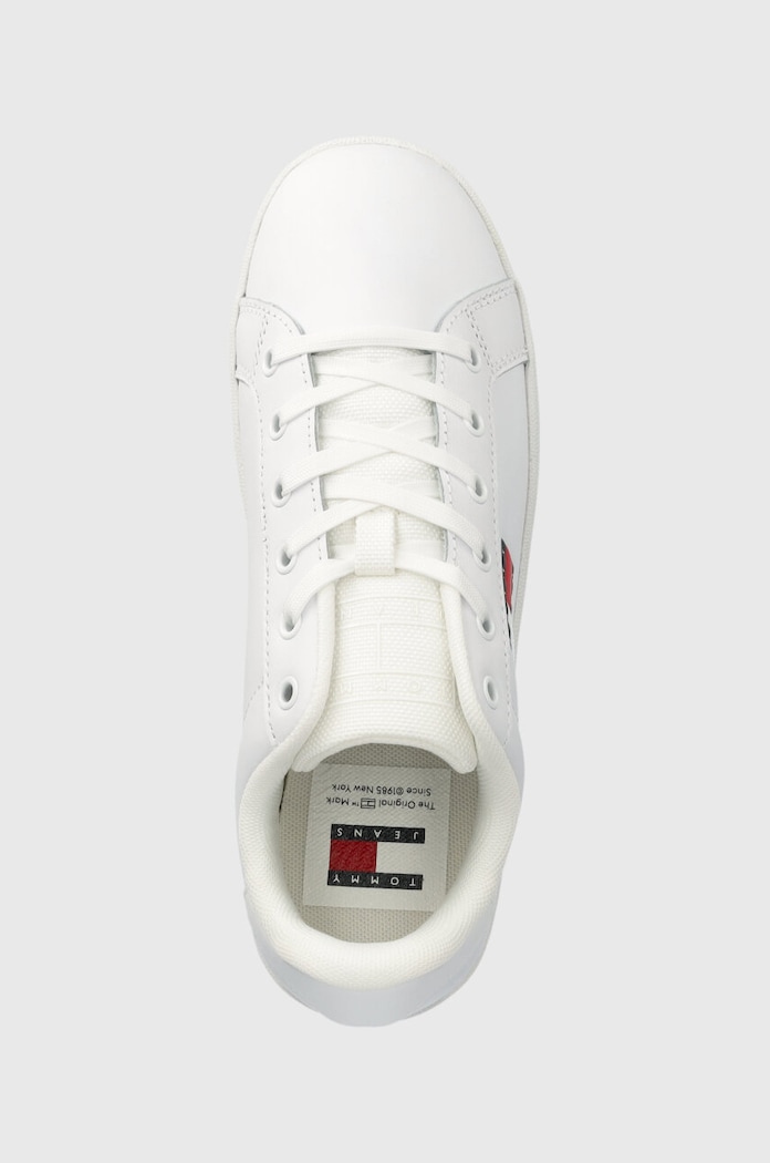 Kožené sneakers boty Tommy Jeans TJW FLATFORM ESS bílá EN0EN02518