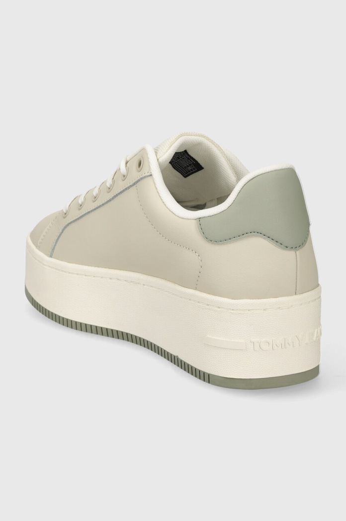 Încălțăminte Tommy Jeans sneakers din piele TJW FLATFORM ESS EN0EN02518 bej
