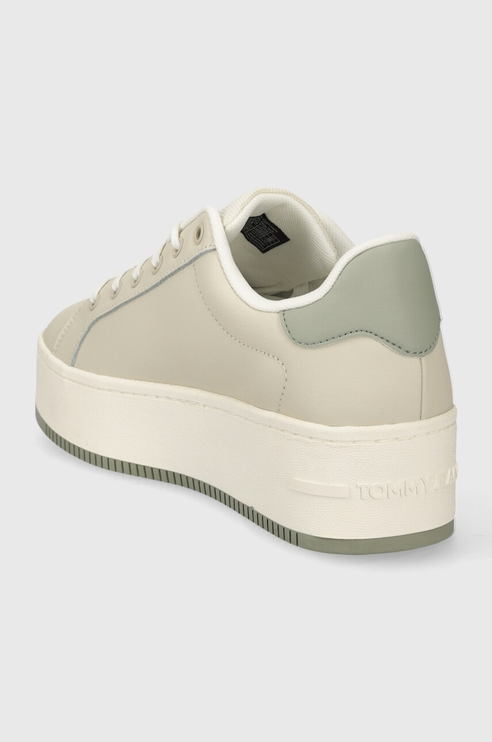 Încălțăminte Tommy Jeans sneakers din piele TJW FLATFORM ESS EN0EN02518 bej