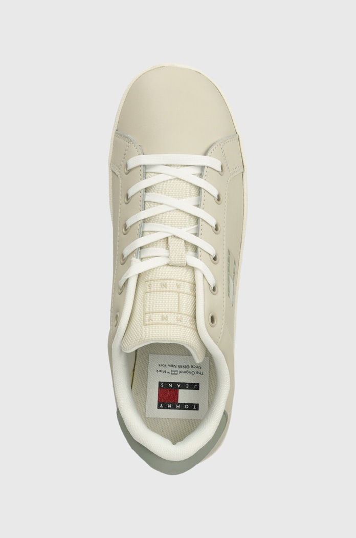 Tommy Jeans sneakers din piele TJW FLATFORM ESS bej EN0EN02518