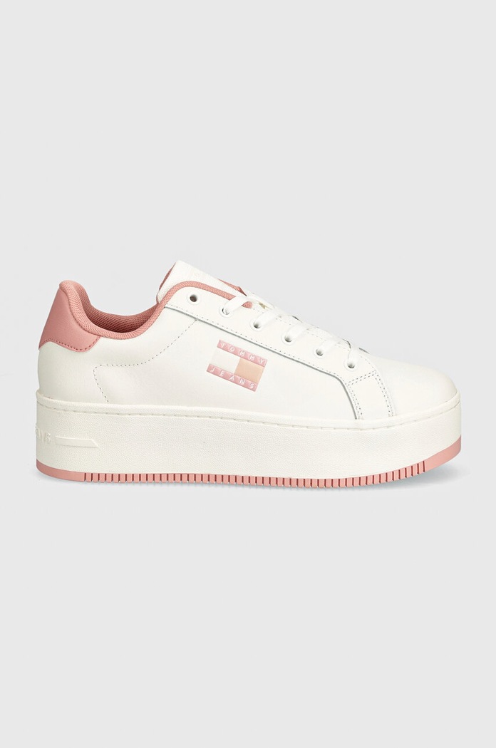 Δερμάτινα sneakers Tommy Jeans TJW FLATFORM ESS EN0EN02518 ροζ SS25