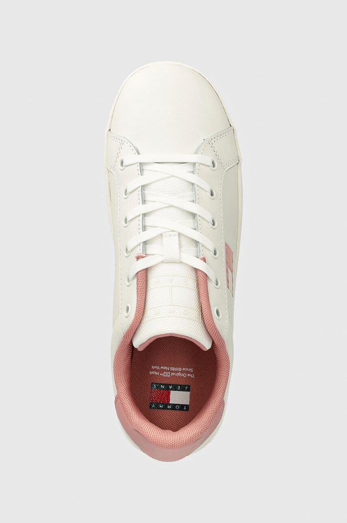 Δερμάτινα sneakers Tommy Jeans TJW FLATFORM ESS ροζ EN0EN02518