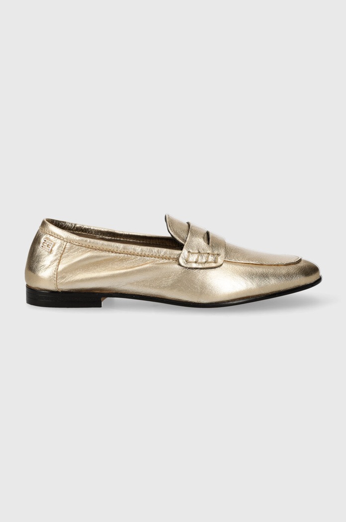 Tommy Hilfiger mokasyny skórzane ESSENTIAL GOLDEN LOAFER płaski złoty FW0FW07864