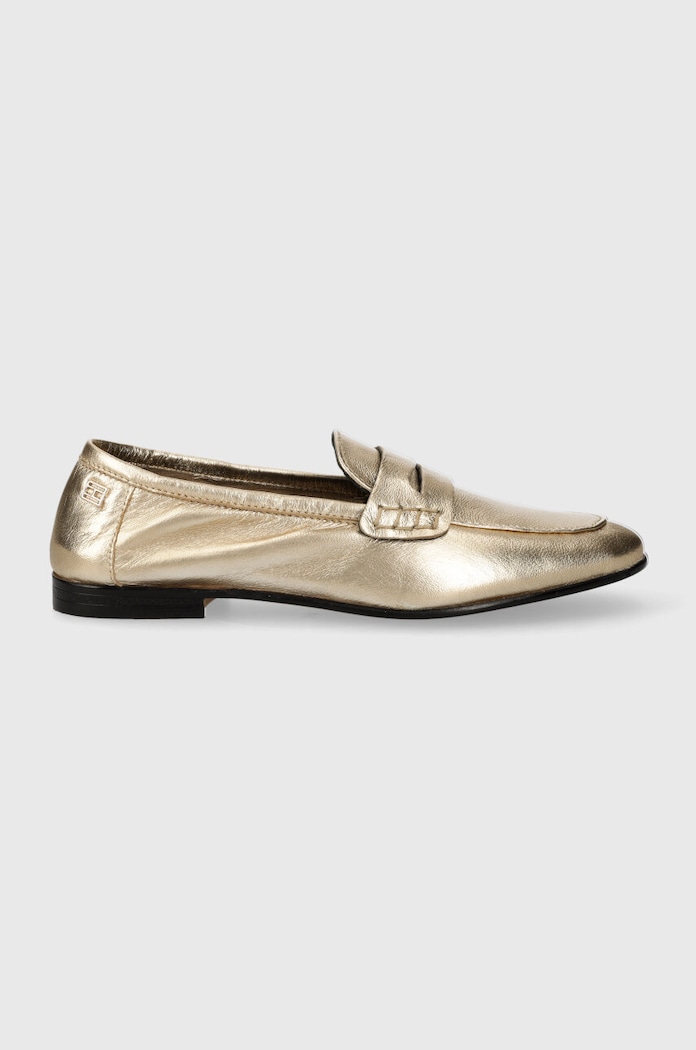 Tommy Hilfiger mokasyny skórzane ESSENTIAL GOLDEN LOAFER płaski złoty FW0FW07864