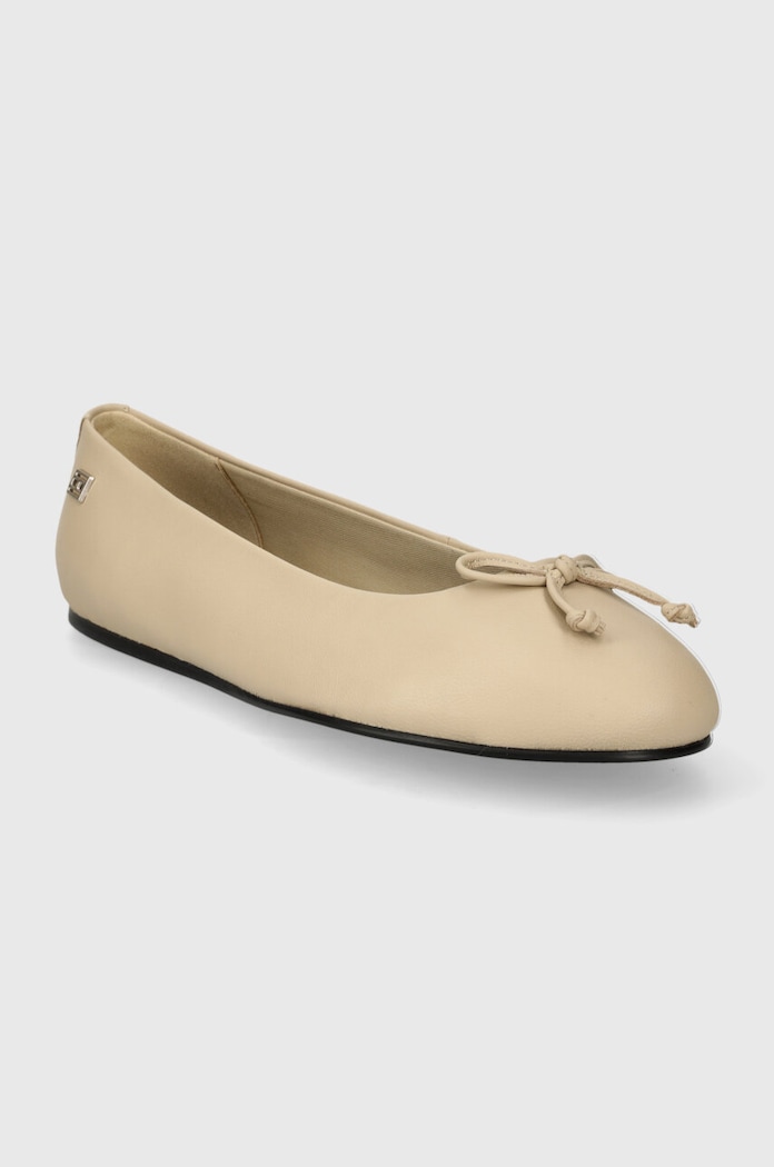 Kožené baleríny Tommy Hilfiger ESSENTIAL LEATHER BALLERINA FW0FW07768 béžová SS24