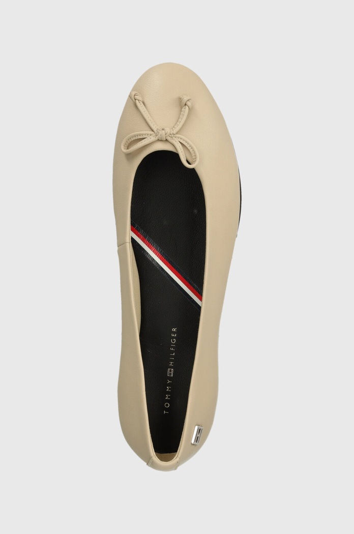 Kožené baleríny Tommy Hilfiger ESSENTIAL LEATHER BALLERINA béžová FW0FW07768