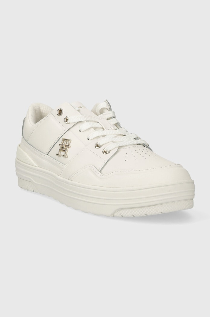 Kožené tenisky Tommy Hilfiger TH BASKET SNEAKER LO FW0FW07756 bílá SS24