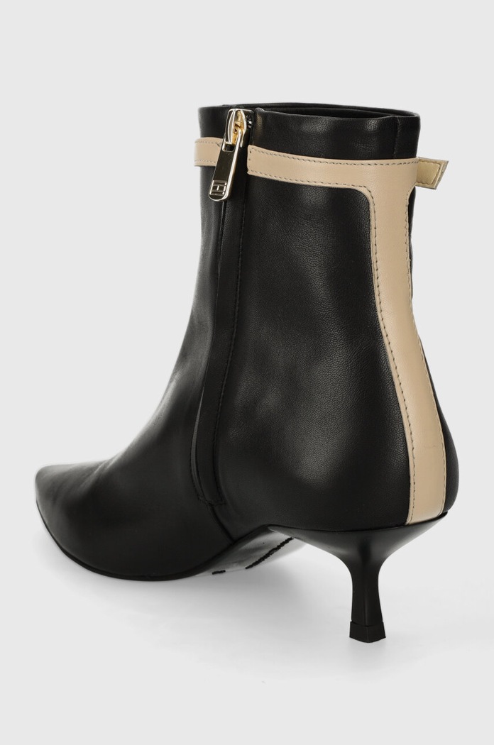 Obuwie Tommy Hilfiger botki skórzane LEATHER POINTED BOOT FW0FW07680 czarny