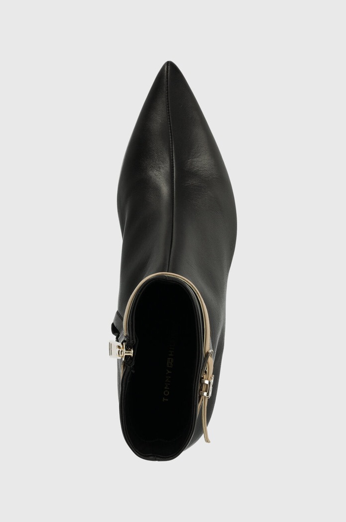 Tommy Hilfiger botki skórzane LEATHER POINTED BOOT czarny FW0FW07680