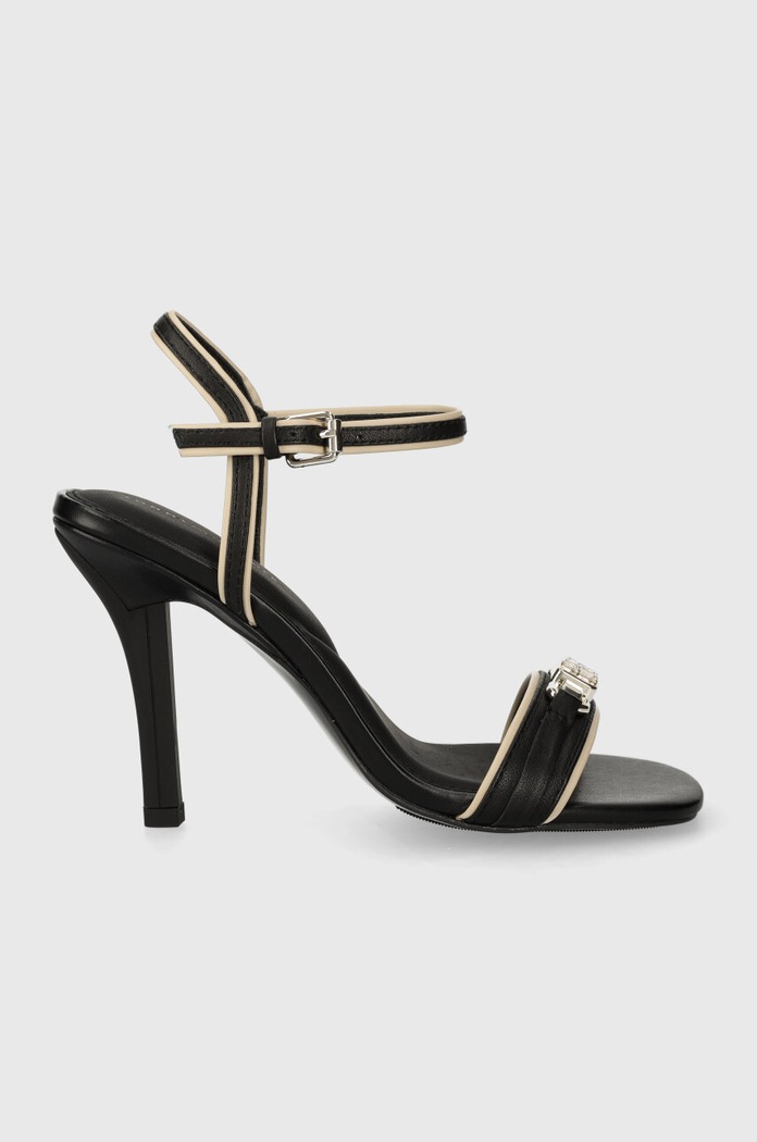 Tommy Hilfiger sandały skórzane TH HARDWARE HEELED SANDAL pozostałe czarny FW0FW07796