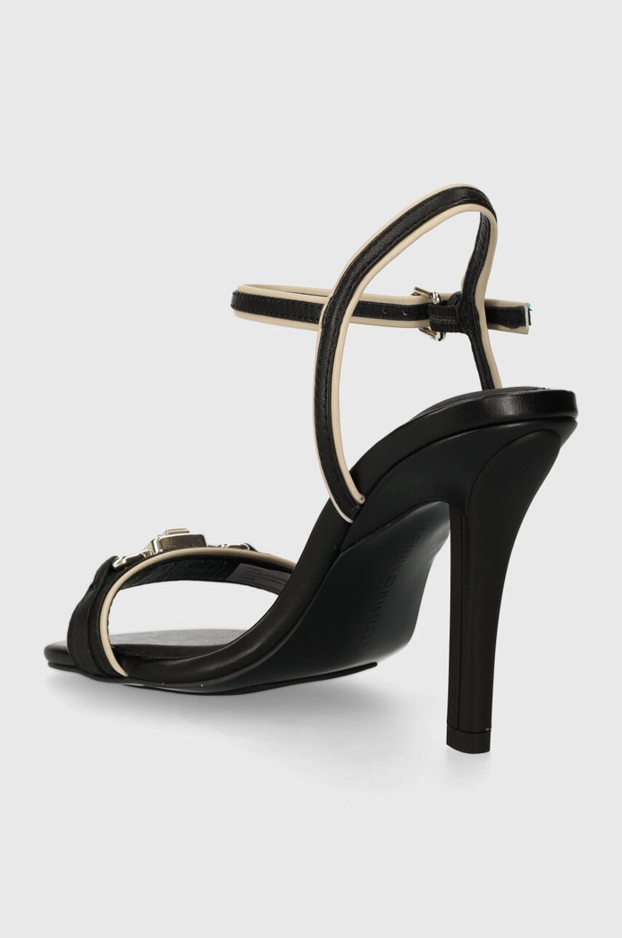 Obuwie Tommy Hilfiger sandały skórzane TH HARDWARE HEELED SANDAL FW0FW07796 czarny