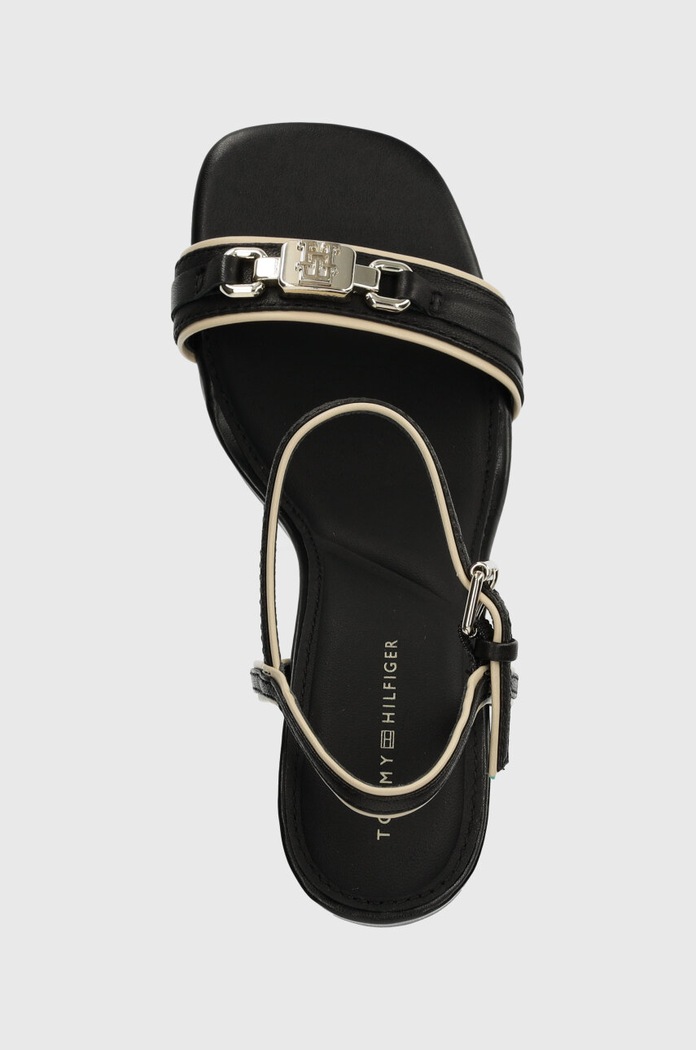 Tommy Hilfiger sandały skórzane TH HARDWARE HEELED SANDAL czarny FW0FW07796