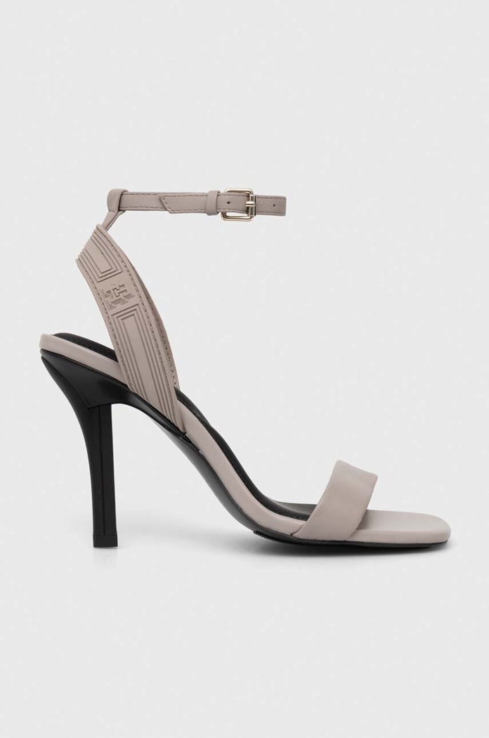 Sandály Tommy Hilfiger SPORTY LEATHER HIGH HEEL SANDAL jehličkový šedá FW0FW07795