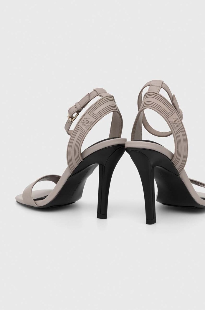 Boty Sandály Tommy Hilfiger SPORTY LEATHER HIGH HEEL SANDAL FW0FW07795 šedá
