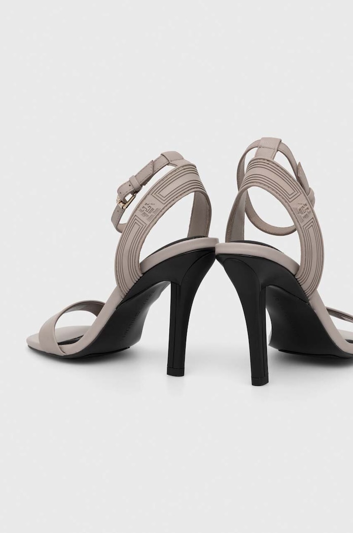 Boty Sandály Tommy Hilfiger SPORTY LEATHER HIGH HEEL SANDAL FW0FW07795 šedá