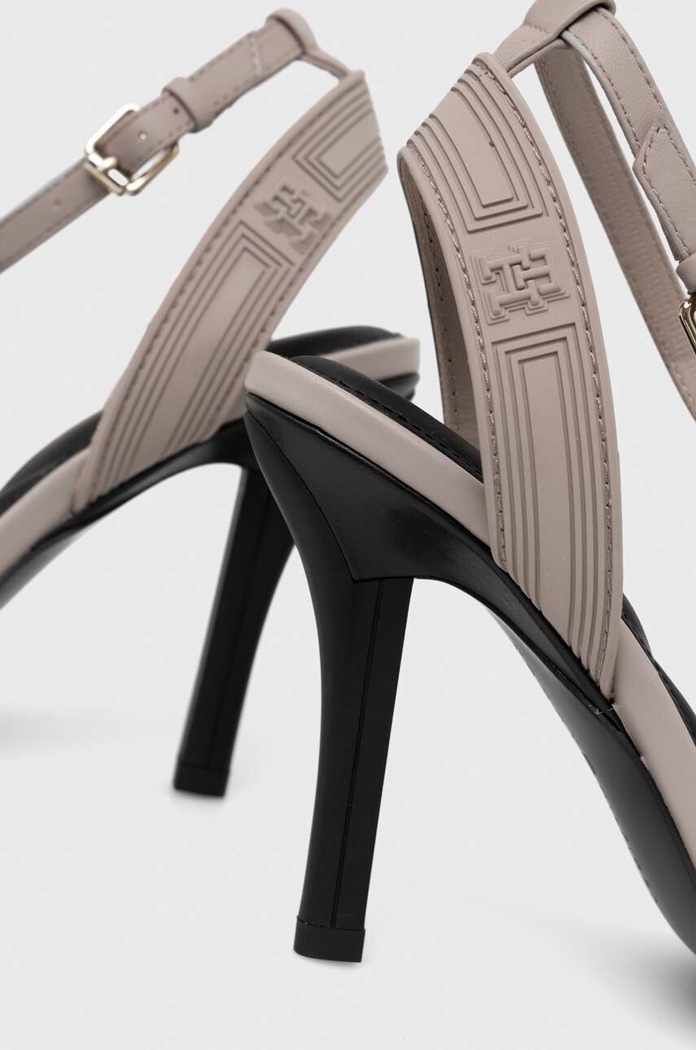 Sandály Tommy Hilfiger SPORTY LEATHER HIGH HEEL SANDAL šedá FW0FW07795