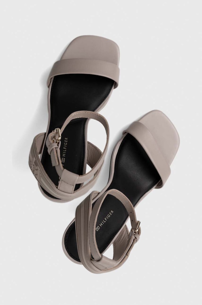 Sandály Tommy Hilfiger SPORTY LEATHER HIGH HEEL SANDAL FW0FW07795 šedá