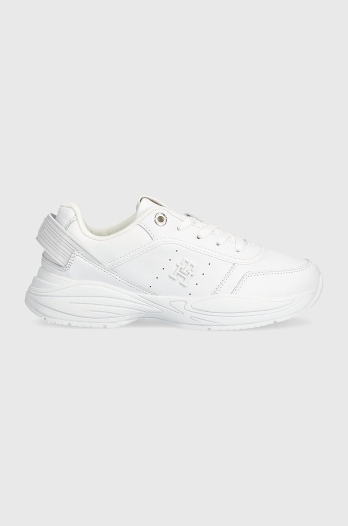 Δερμάτινα sneakers Tommy Hilfiger TECH HEEL RUNNER φλατ λευκό FW0FW07701