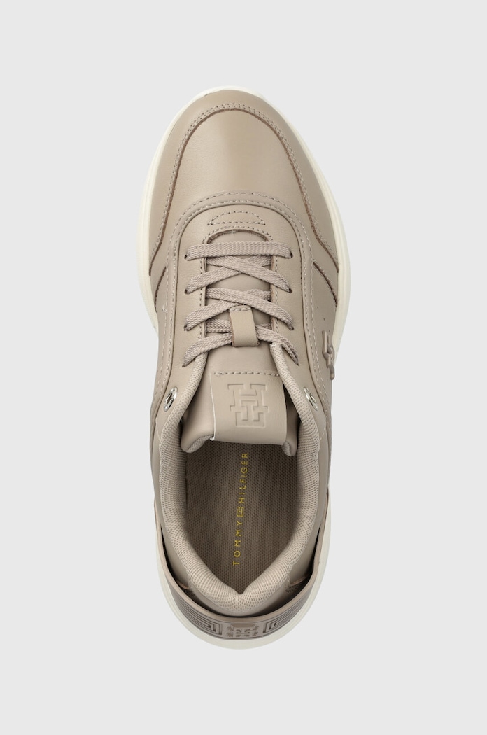 Tommy Hilfiger sneakersy skórzane TECH HEEL RUNNER beżowy FW0FW07701