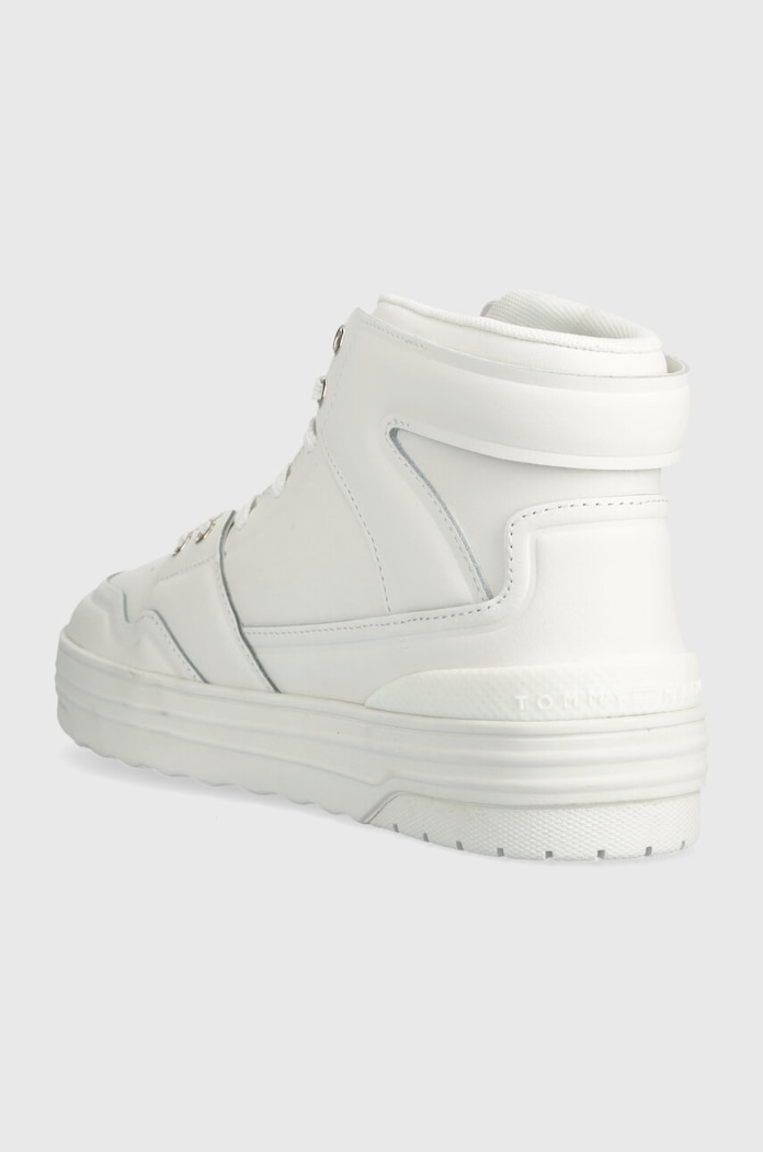 Boty Kožené tenisky Tommy Hilfiger TH BASKET SNEAKER HI FW0FW07757 bílá
