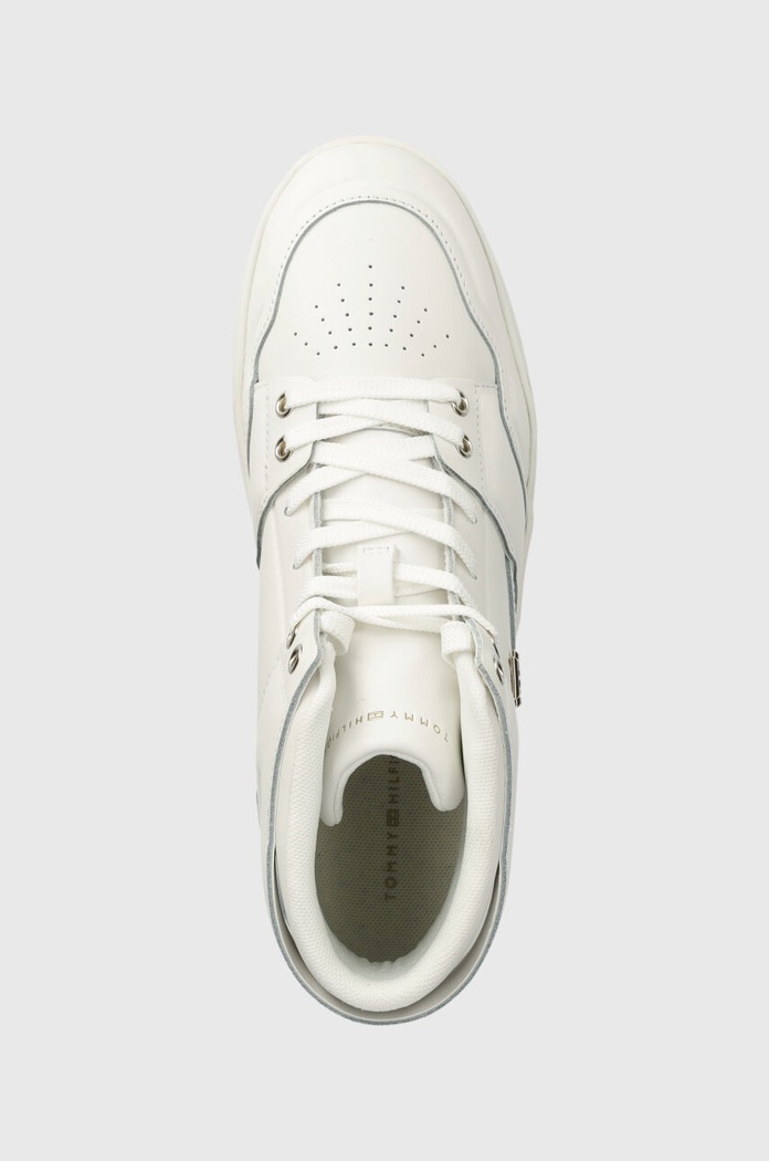 Kožené tenisky Tommy Hilfiger TH BASKET SNEAKER HI bílá FW0FW07757