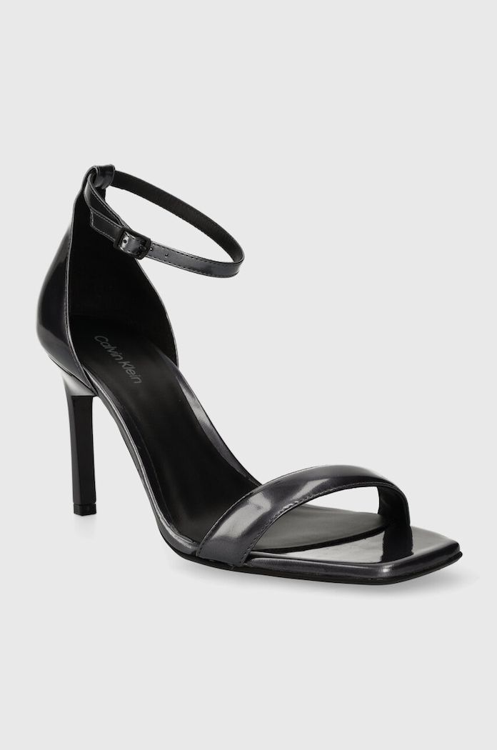 Calvin Klein sandały skórzane GEO STIL SQUARE SANDAL 90-PEARL HW0HW01993 szary SS24