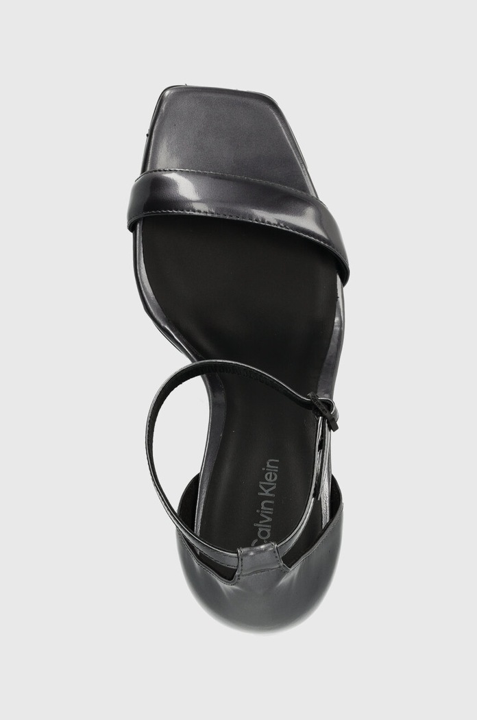 Calvin Klein sandały skórzane GEO STIL SQUARE SANDAL 90-PEARL szary HW0HW01993