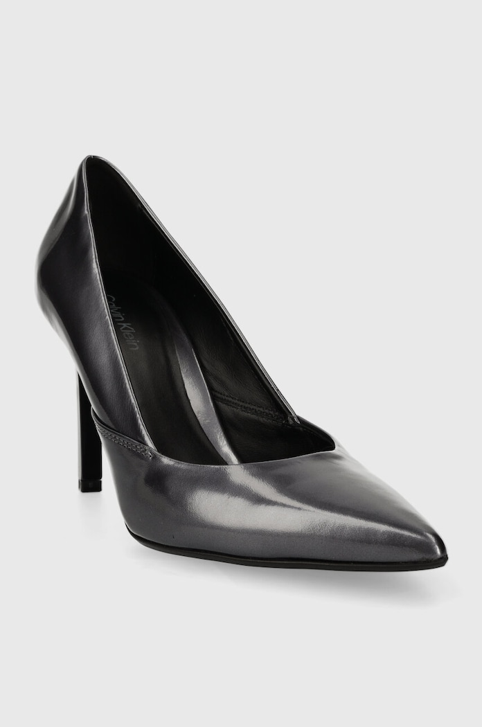 Kožené lodičky Calvin Klein GEO STILETTO PUMP 90 - PEARL HW0HW01998 šedá SS24