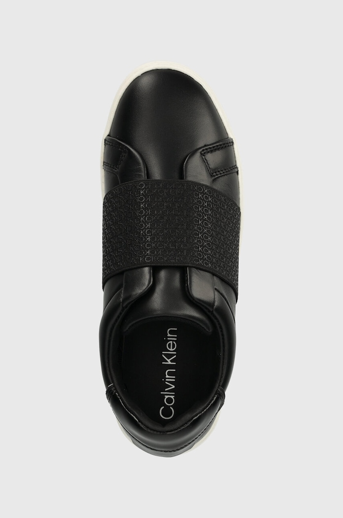 Kožené tenisky Calvin Klein CLEAN CUPSOLE SLIP ON černá HW0HW02007