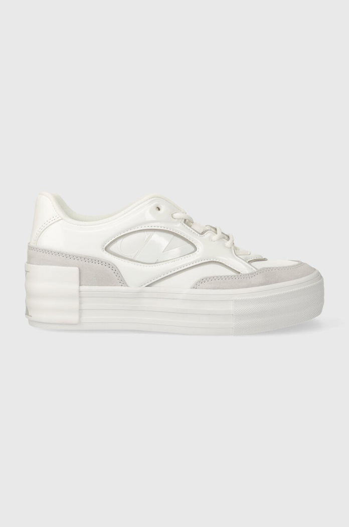 Calvin Klein Jeans sportcipő BOLD VULC FLATF LACE MIX MG LUM velúr bőr fehér YW0YW01295