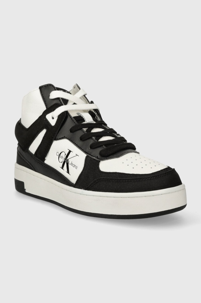 Calvin Klein Jeans Kožené tenisky Calvin Klein Jeans BASKET CUPSOLE HIGH MIX ML FAD YW0YW01300 černá SS24