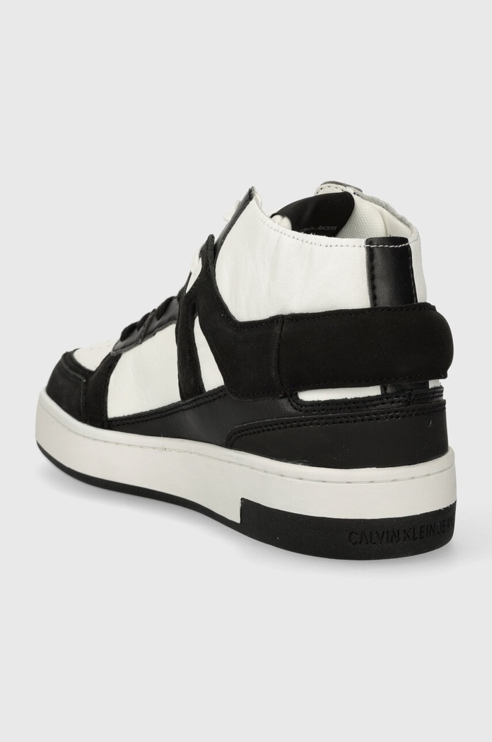 Boty Calvin Klein Jeans Kožené tenisky Calvin Klein Jeans BASKET CUPSOLE HIGH MIX ML FAD YW0YW01300 černá