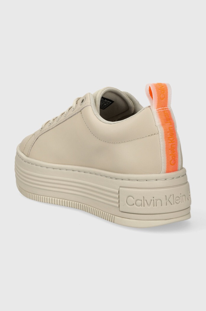 Cipők Calvin Klein Jeans bőr sportcipő BOLD FLATF LOW LACEUP LTH IN LUM YW0YW01309 bézs