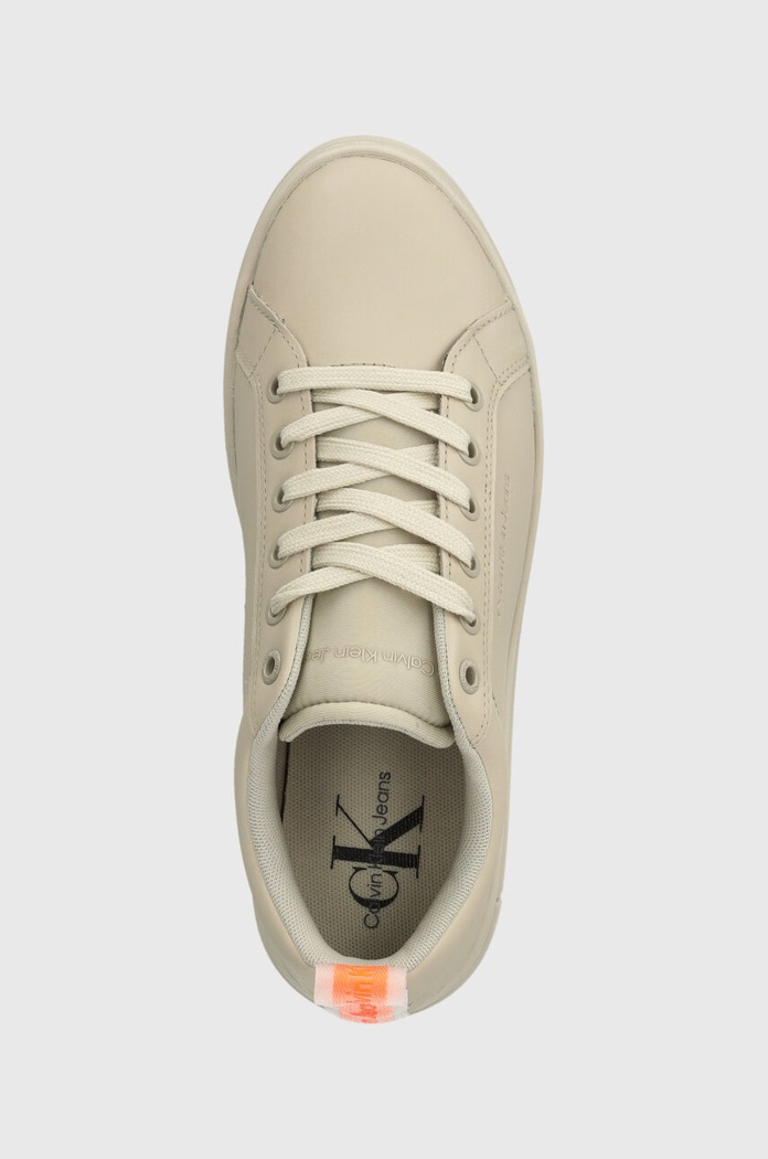 Calvin Klein Jeans bőr sportcipő BOLD FLATF LOW LACEUP LTH IN LUM bézs YW0YW01309