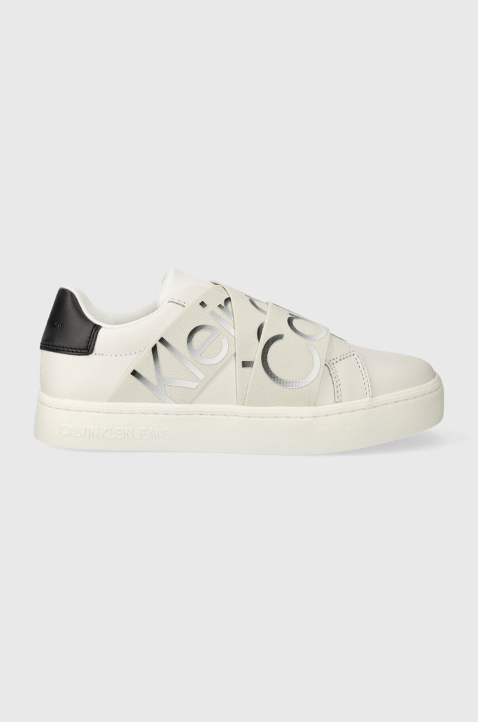 Calvin Klein Jeans sneakersy skórzane CLASSIC CUPSOLE ELAST LTH tekstylny biały YW0YW01443