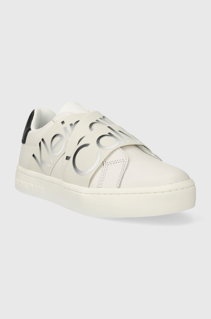 Calvin Klein Jeans sneakersy skórzane CLASSIC CUPSOLE ELAST LTH YW0YW01443 biały SS24