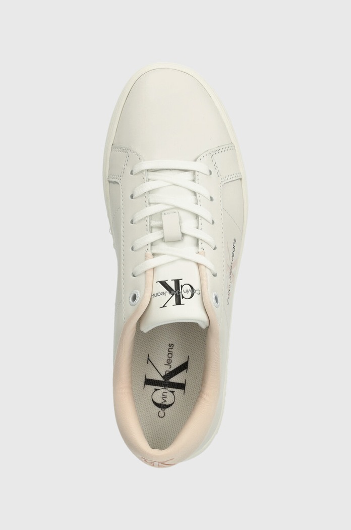 Calvin Klein Jeans sneakers din piele CLASSIC CUPSOLE LOWLACEUP LTH WN alb YW0YW01444