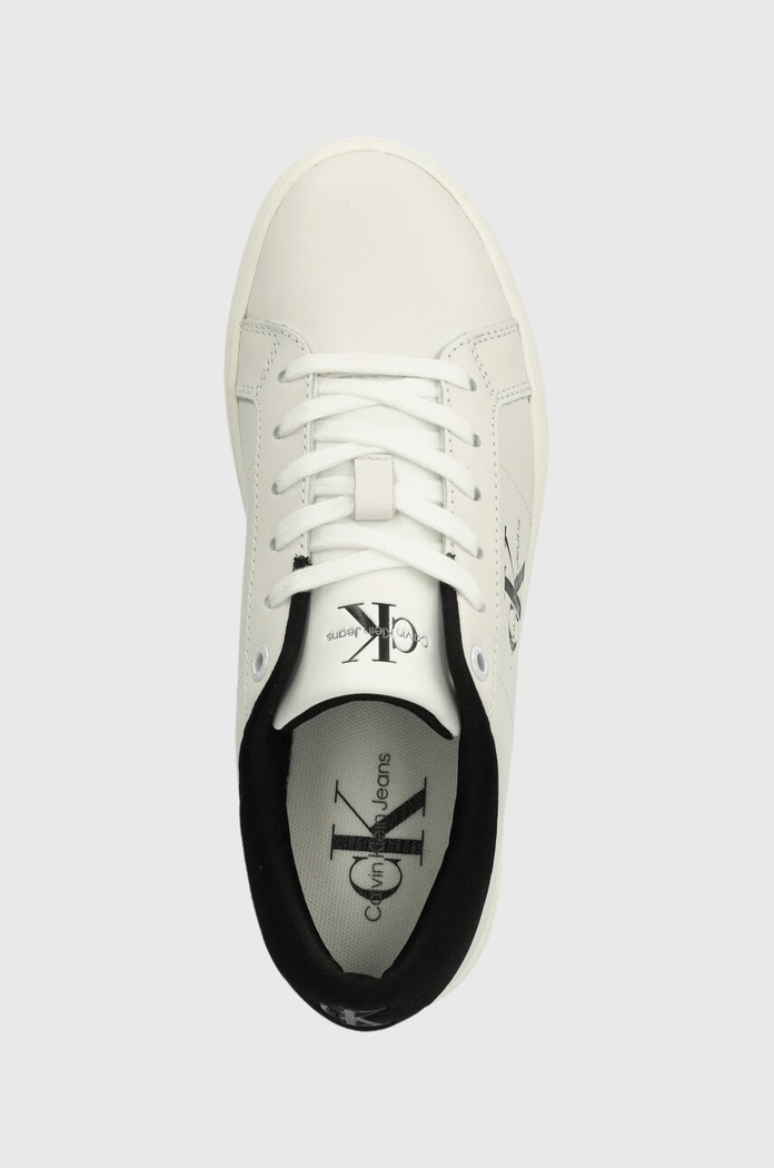 Calvin Klein Jeans sneakersy skórzane CLASSIC CUPSOLE LOWLACEUP LTH WN biały YW0YW01444
