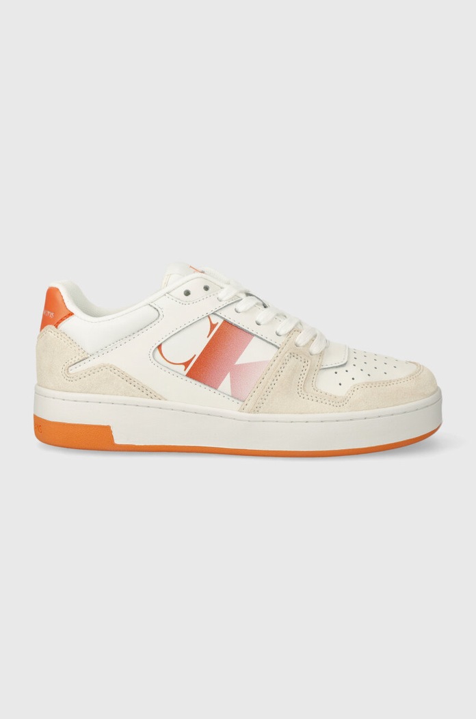 Calvin Klein Jeans sportcipő BASKET CUPSOLE LACE MIX NBS SAT nappa bőr fehér YW0YW01446