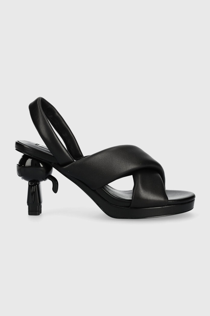 Karl Lagerfeld sandały skórzane IKON HEEL słupek czarny KL39024.000