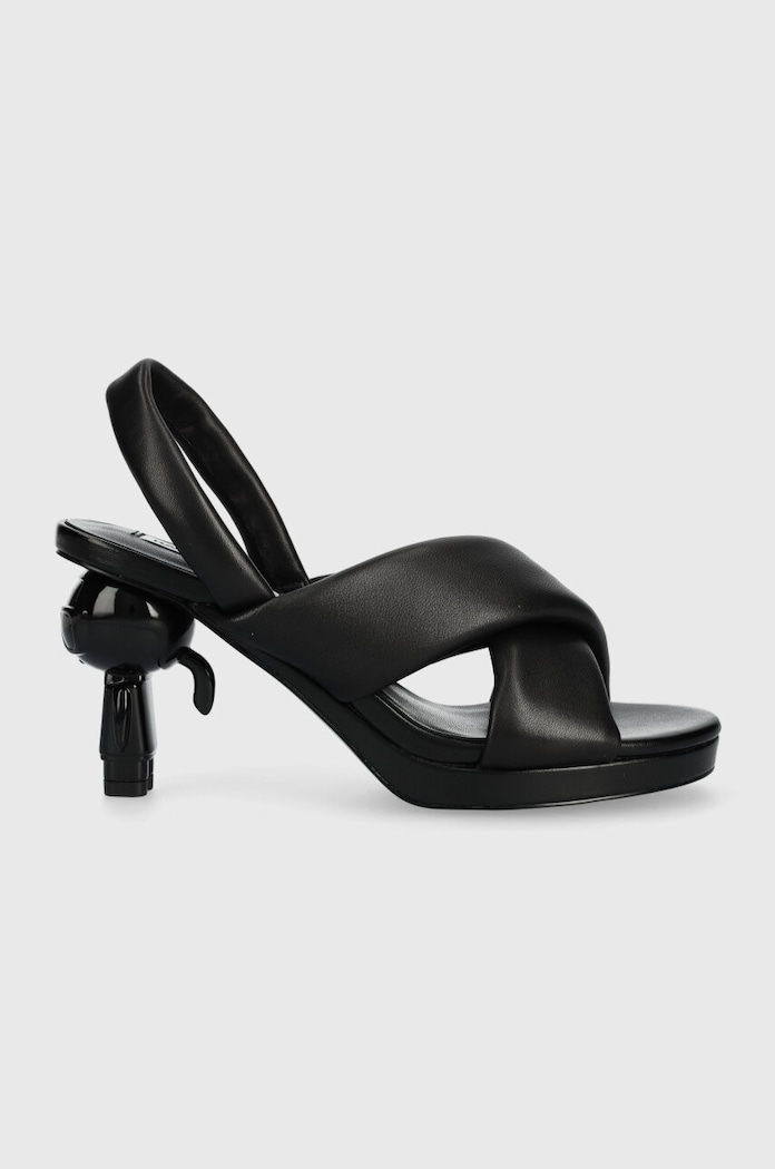 Karl Lagerfeld sandały skórzane IKON HEEL słupek czarny KL39024.000