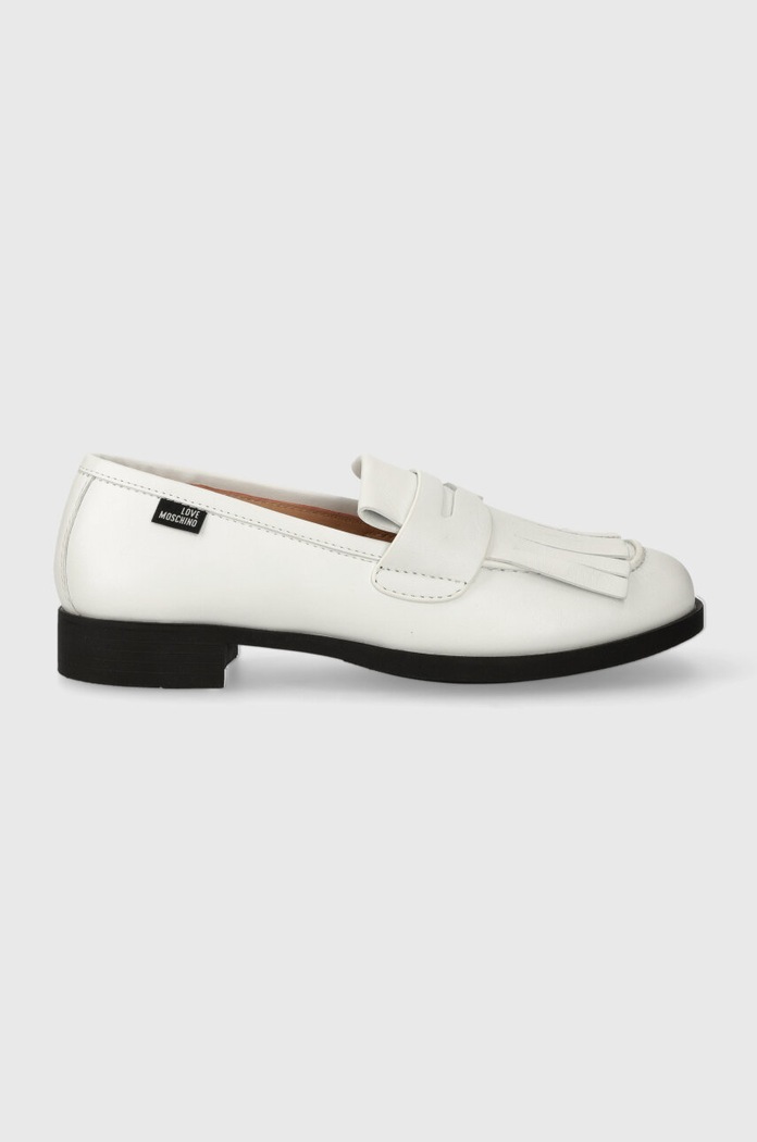 Love Moschino mokasyny skórzane płaski biały JA10222G1IIA0100