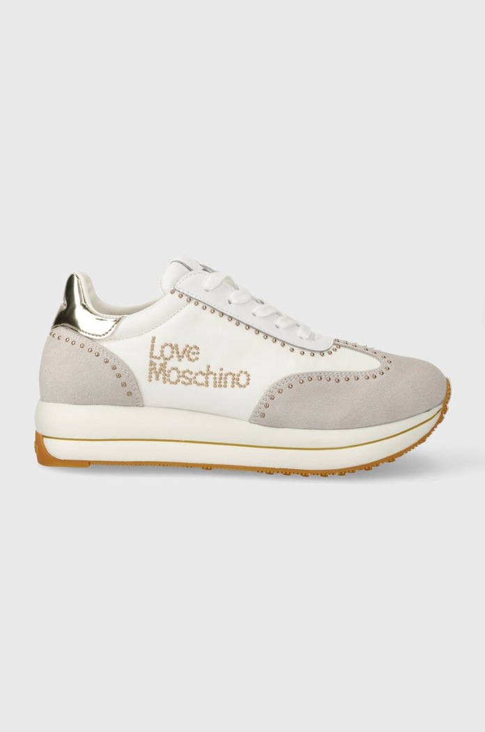 Tenisky Love Moschino semišová kůže bílá JA15054G1IIND10A