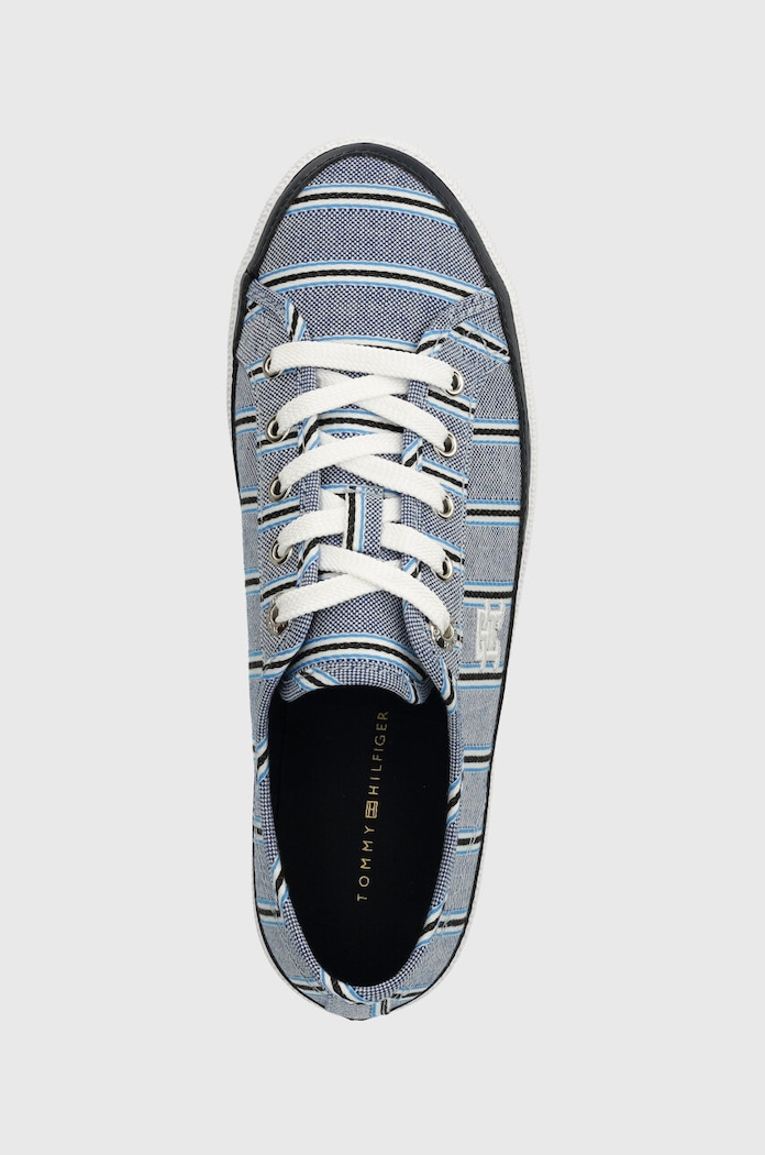 Tenisky Tommy Hilfiger VULC CANVAS SNEAKER SHIRTING modrá FW0FW07672